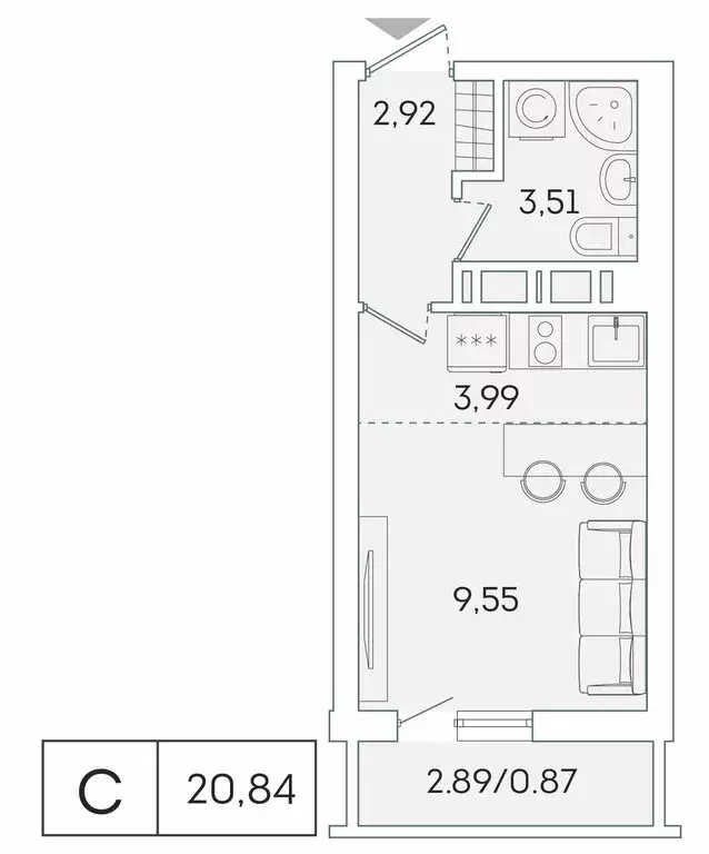 Квартира-студия: Мурино, Графская улица, 6к1 (20.1 м) - Фото 0