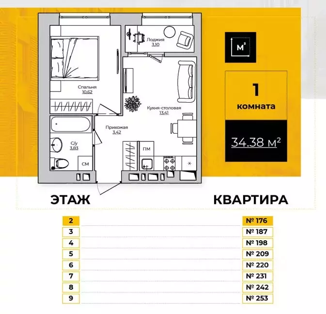 1-к кв. Калужская область, Калуга ул. Счастливая, 9А (34.38 м) - Фото 0