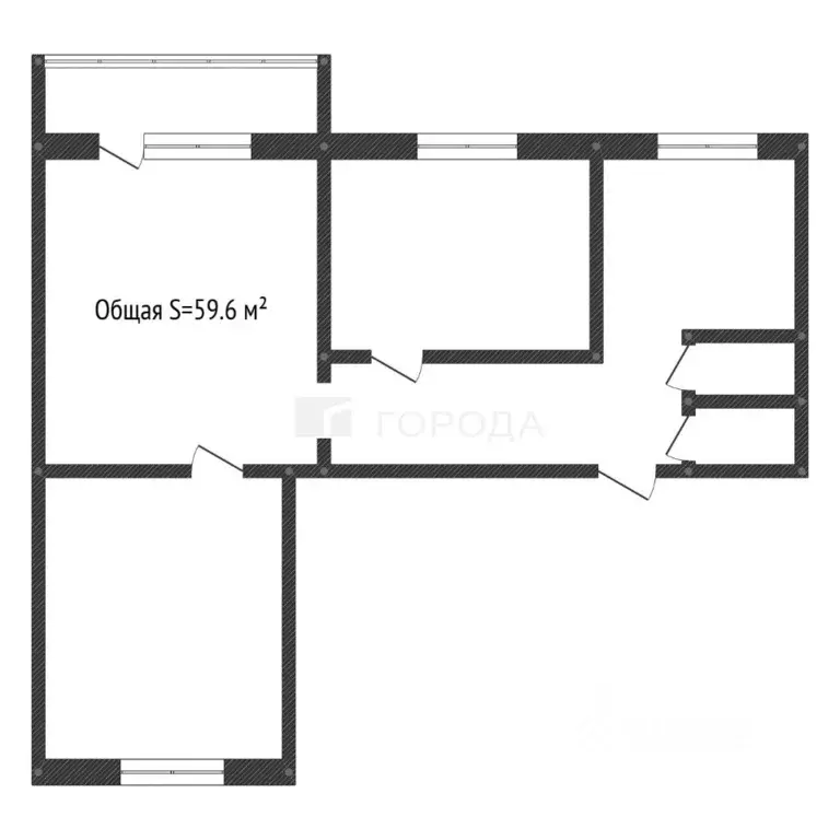 3-к кв. Кемеровская область, Новокузнецк ул. Косыгина, 53 (59.6 м) - Фото 2