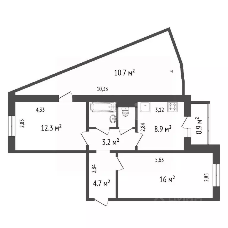 2-к кв. Красноярский край, Красноярск ул. 3 Августа, 26 (48.7 м) - Фото 2