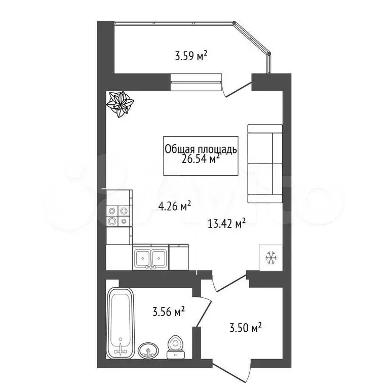 Квартира-студия, 24,6 м, 19/24 эт. - Фото 0