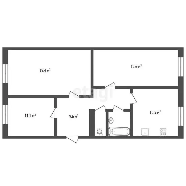 3-комнатная квартира: Новый Уренгой, улица 26-го съезда КПСС, 8 (68.9 ... - Фото 1