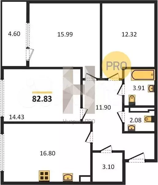 3-к. квартира, 85,1 м, 1/8 эт. - Фото 1