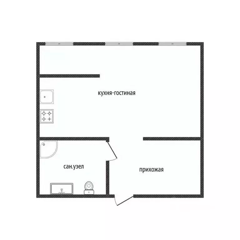 Студия Белгородская область, Белгород ул. Семейная, 35 (27.0 м) - Фото 2