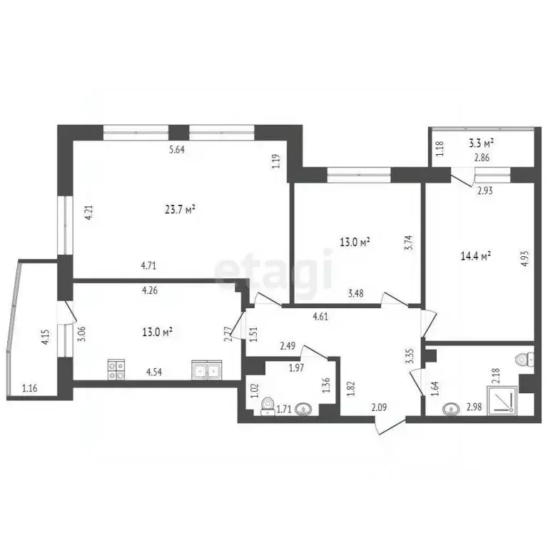 3-к кв. Тюменская область, Тюмень ул. Пермякова, 73 (86.3 м) - Фото 2