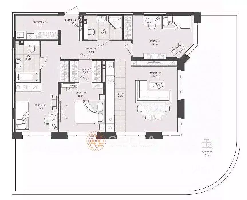 3-к кв. Новосибирская область, Новосибирск Кедровая ул., 79 (95.0 м) - Фото 2