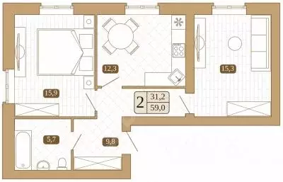 2-к кв. Московская область, Сергиев Посад Белый город жилой комплекс ... - Фото 1