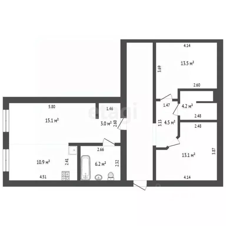 3-к кв. Ростовская область, Батайск ул. Северный Массив, 12 (81.0 м) - Фото 2