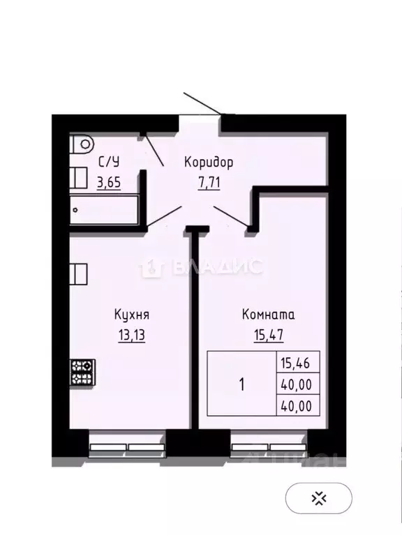 1-к кв. Липецкая область, Липецк Арктическая ул., 10 (40.6 м) - Фото 2