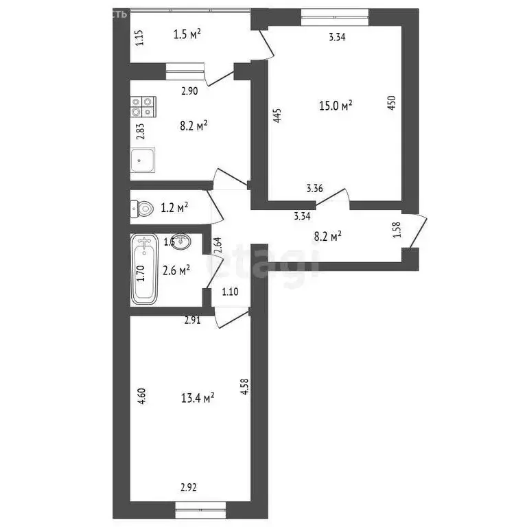 2-комнатная квартира: Стерлитамак, улица Гоголя, 108 (48.6 м) - Фото 0
