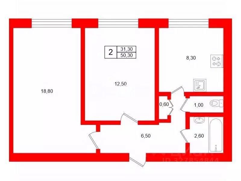 2-к кв. Санкт-Петербург, Санкт-Петербург, Колпино Октябрьская ул., 63 ... - Фото 2