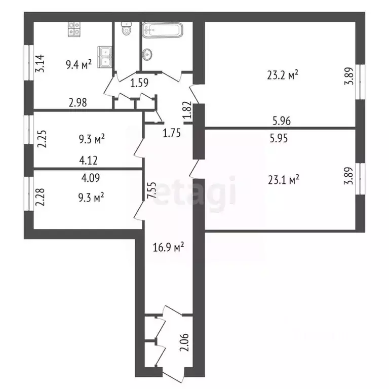 4-к кв. санкт-петербург лиговский просп, 237 (99.8 м) - Фото 1