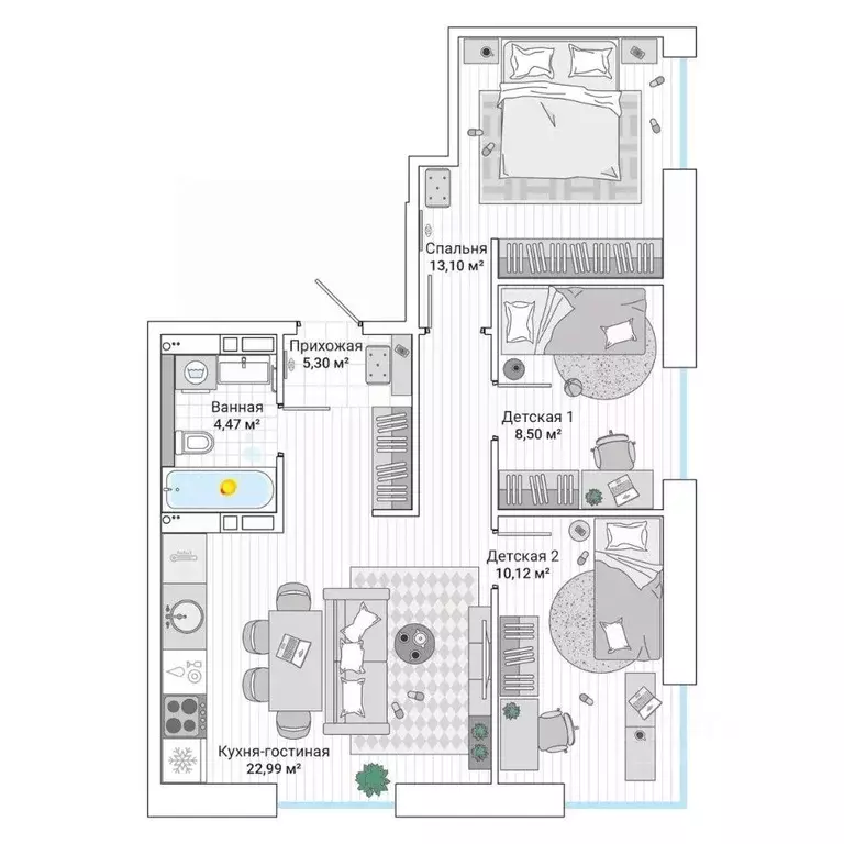 3-к кв. Приморский край, Владивосток ул. Нейбута (65.6 м) - Фото 1