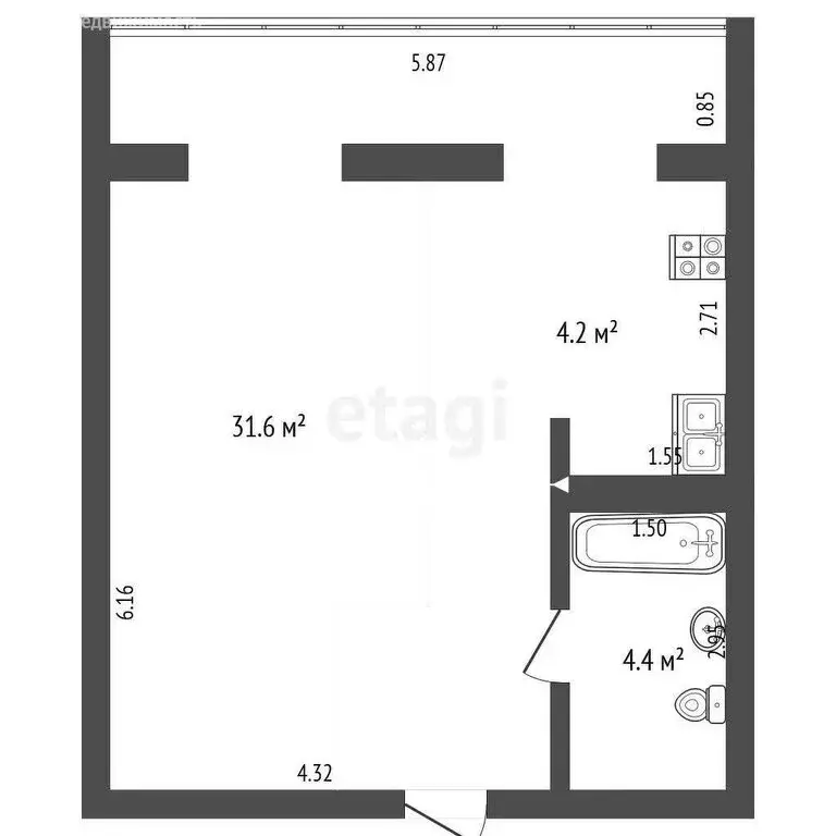 Квартира-студия: Самара, Ново-Садовая улица, 33 (47 м) - Фото 1