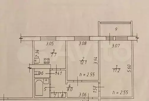 2-к. квартира, 49,5 м, 3/9 эт. - Фото 0