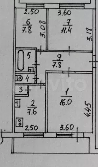 3-к. квартира, 55,1 м, 2/5 эт. - Фото 0