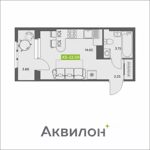 Студия Архангельская область, Архангельск АКвартал жилой комплекс ... - Фото 1