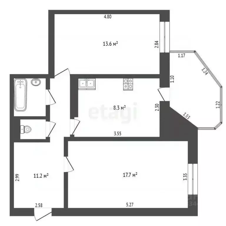 2-к кв. Тюменская область, Тюменский муниципальный округ, Винзили рп ... - Фото 2