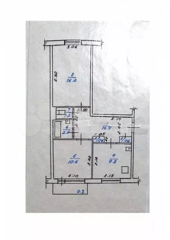2-к. квартира, 52,8 м, 4/5 эт. - Фото 0