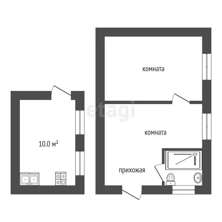 2-комнатная квартира: Виноградный, Заводская улица, 6 (30 м) - Фото 0