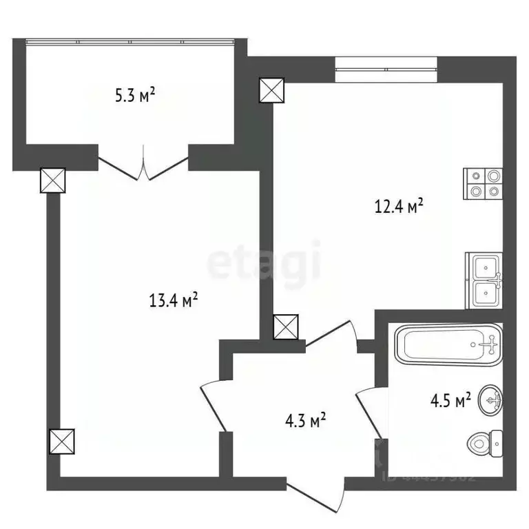 1-к кв. Челябинская область, Челябинск просп. Героя России Е.Н. ... - Фото 2