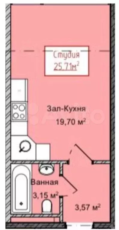 Квартира-студия, 25,7 м, 5/13 эт. - Фото 1