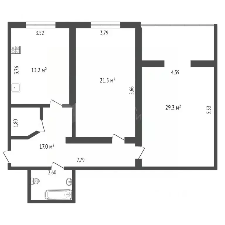 2-к кв. Тюменская область, Тюмень Комсомольская ул., 8 (87.0 м) - Фото 1