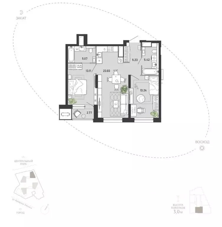 2-к кв. Тульская область, Тула ул. Фридриха Энгельса, 74 (67.87 м) - Фото 0