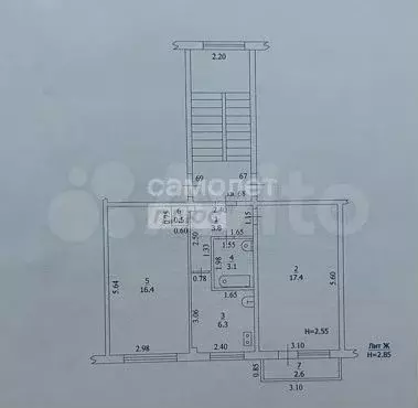 2-к. квартира, 47,5 м, 3/5 эт. - Фото 0