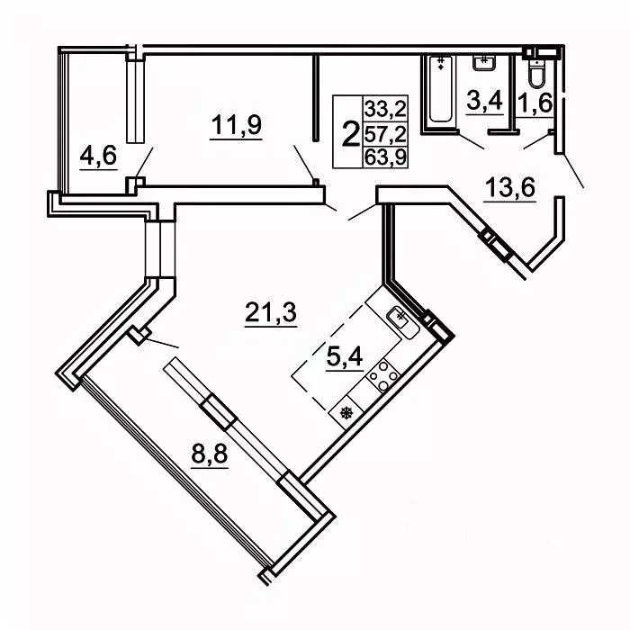2-к кв. Приморский край, Владивосток Лесная ул., 1В/1 (63.9 м) - Фото 0