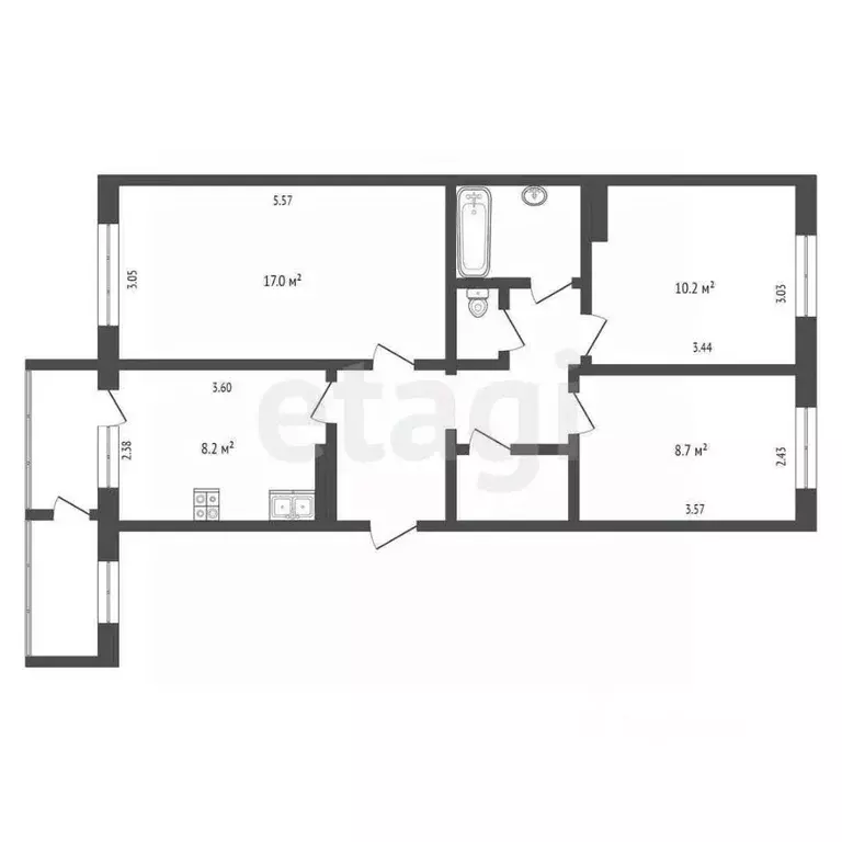 3-к кв. Камчатский край, Петропавловск-Камчатский просп. Победы, 59/1 ... - Фото 2