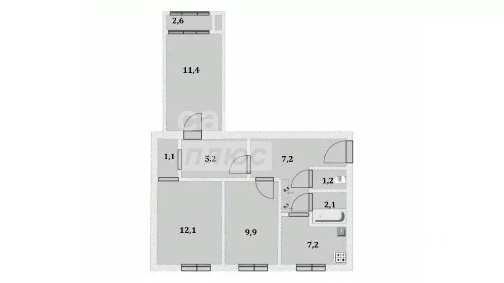 3-к кв. Башкортостан, Уфа Комсомольская ул., 37 (58.1 м) - Фото 2
