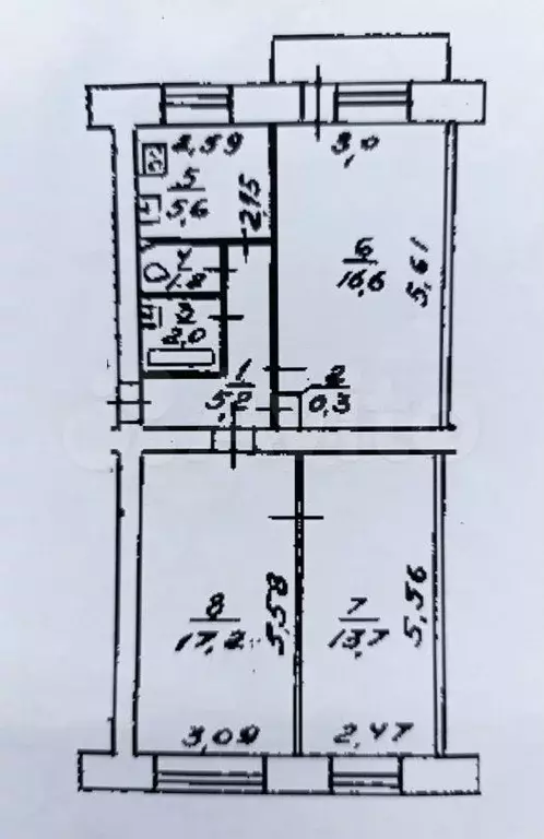 3-к. квартира, 63 м, 3/5 эт. - Фото 0
