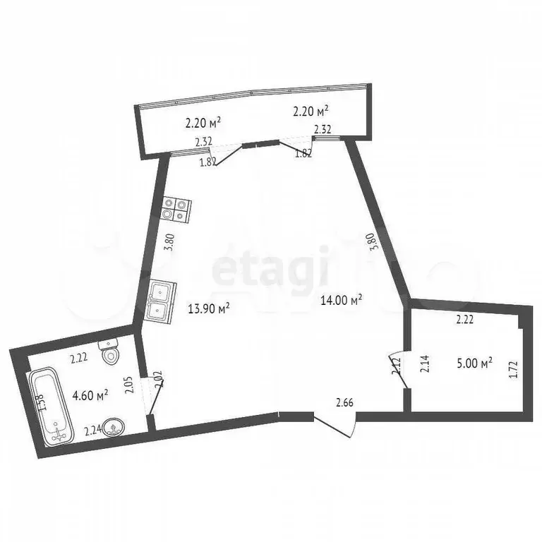 Квартира-студия, 38 м, 1/17 эт. - Фото 0