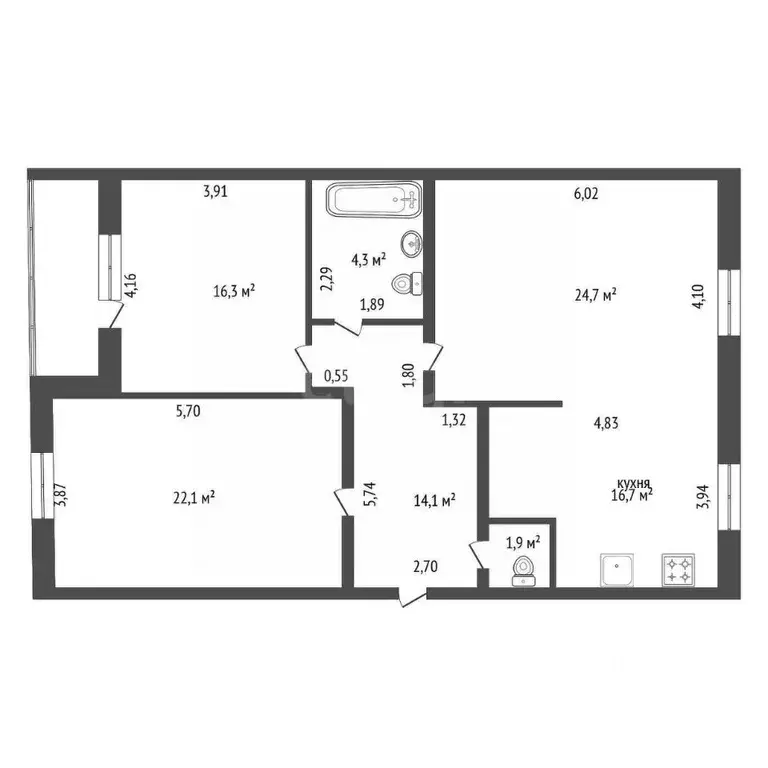 3-к кв. Тюменская область, Тюмень ул. 50 лет ВЛКСМ, 33 (110.0 м) - Фото 1