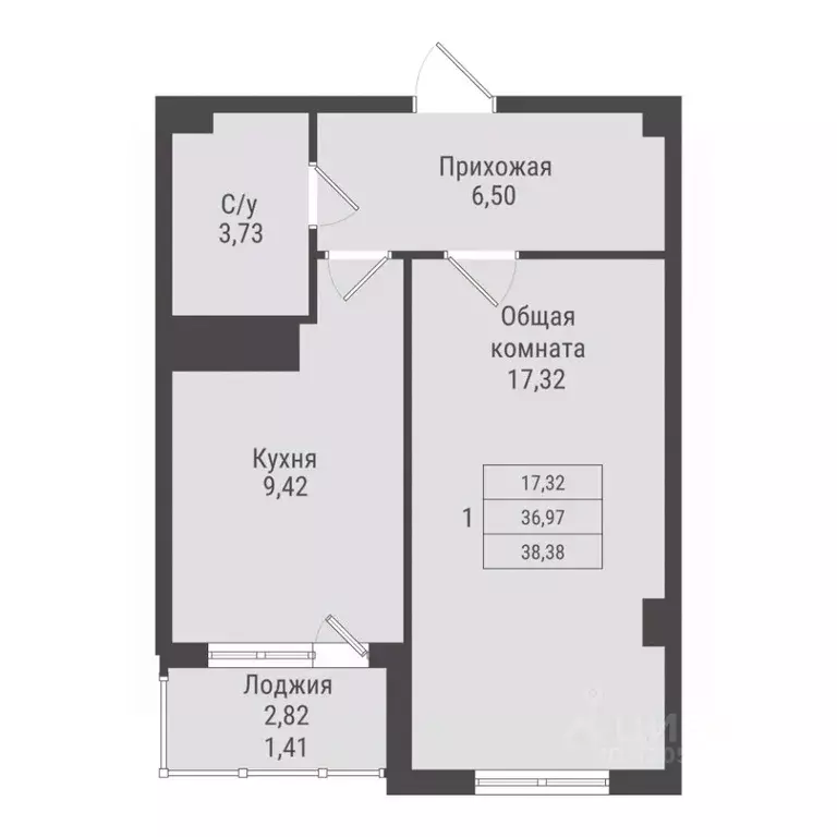 1-к кв. Саха (Якутия), Якутск Парк Победы жилой комплекс (38.38 м) - Фото 0