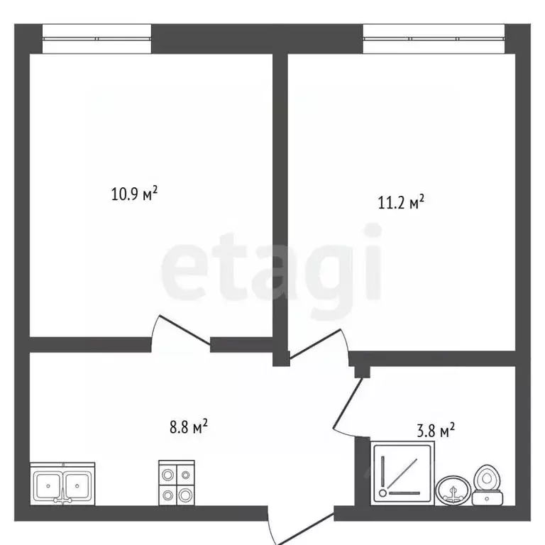 2-к кв. Крым, Евпатория ул. Конституции, 36 (34.2 м) - Фото 2