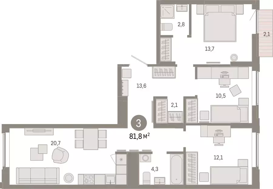 3-комнатная квартира: Екатеринбург, улица Гастелло, 19А (81.83 м) - Фото 1