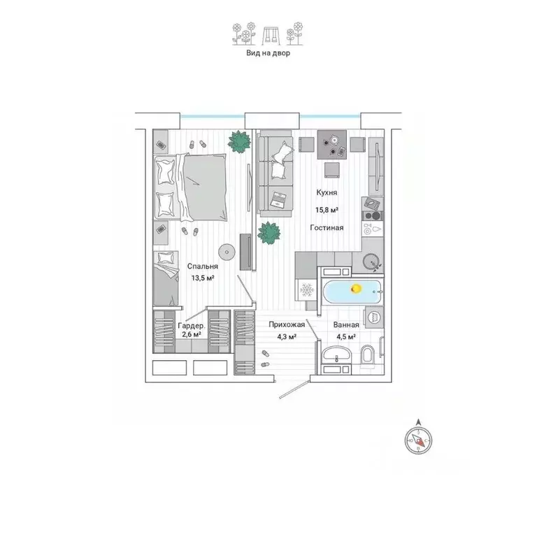 2-к кв. Приморский край, Владивосток Гринвуд жилой комплекс (40.8 м) - Фото 1