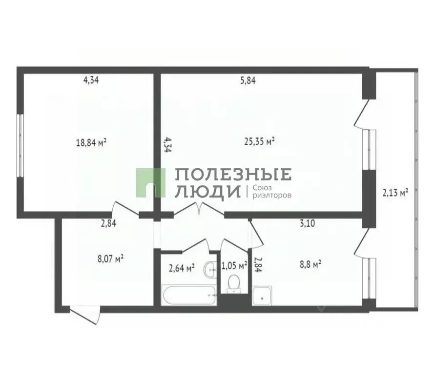 2-к кв. Красноярский край, Красноярск ул. Дмитрия Мартынова, 9 (71.0 ... - Фото 2