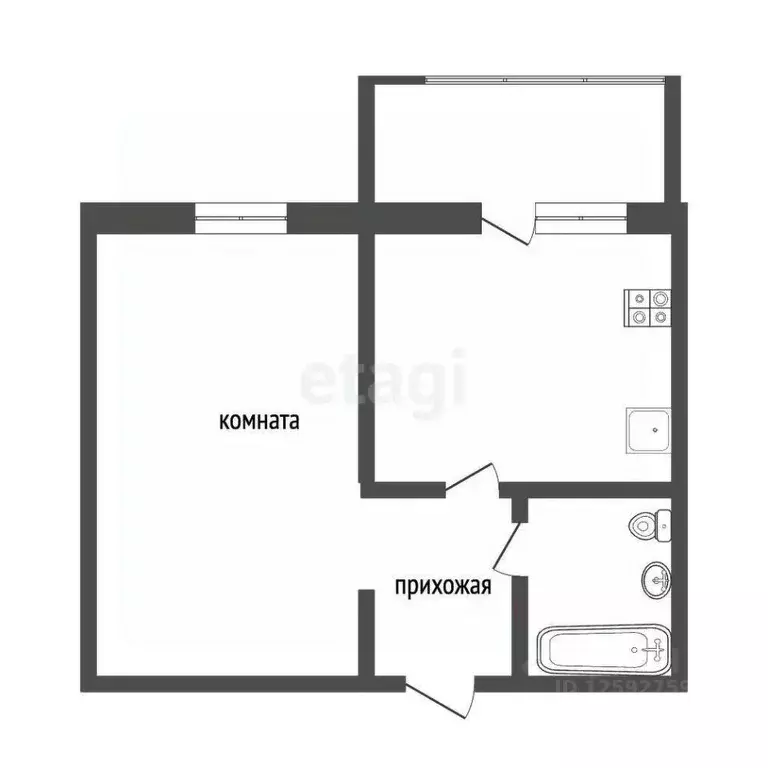 1-к кв. Тамбовская область, Тамбов Магистральная ул., 39к4 (40.2 м) - Фото 1