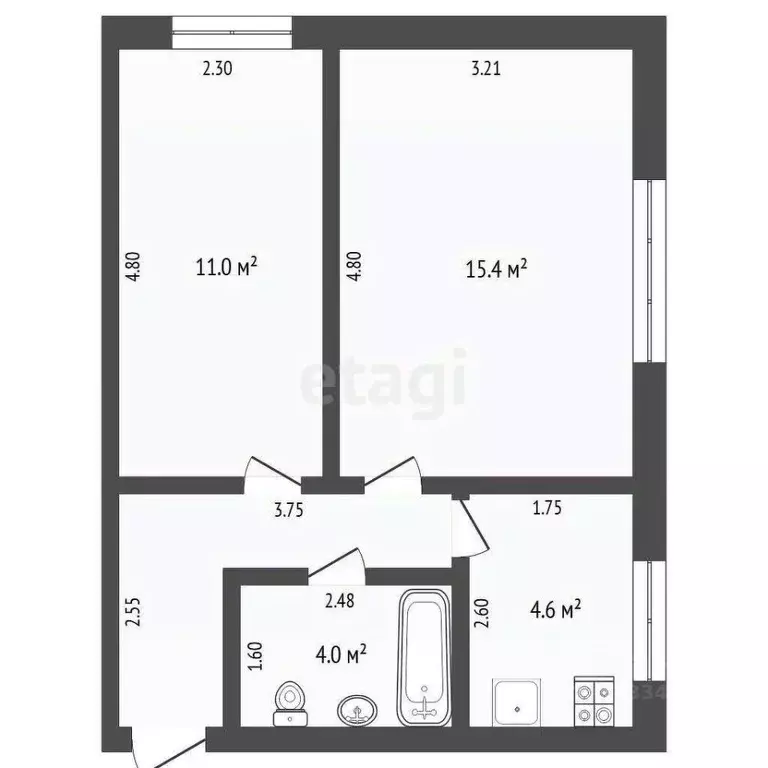 2-к кв. Тюменская область, Тюменский муниципальный округ, с. Успенка ... - Фото 1