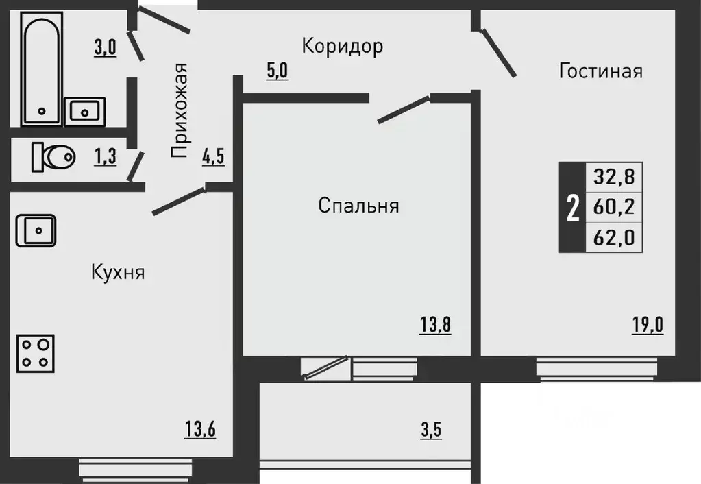 2-к кв. Орловская область, Орловский муниципальный округ, д. Жилина ... - Фото 1