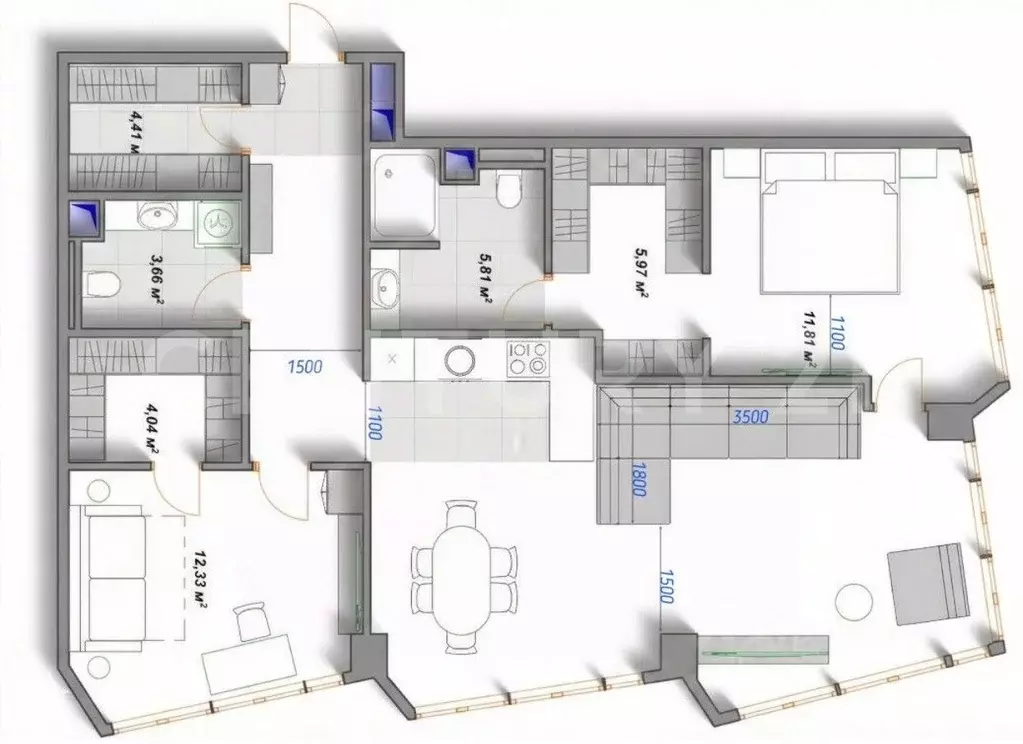 3-к кв. Москва Летниковская ул., 11к1 (94.2 м) - Фото 2