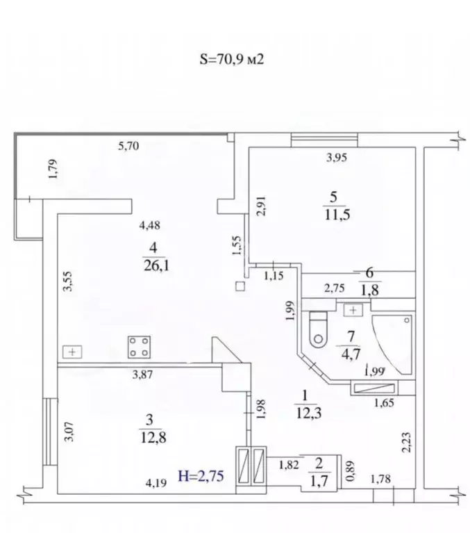 3-к кв. Волгоградская область, Волгоград Батальонная ул., 9 (72.0 м) - Фото 2