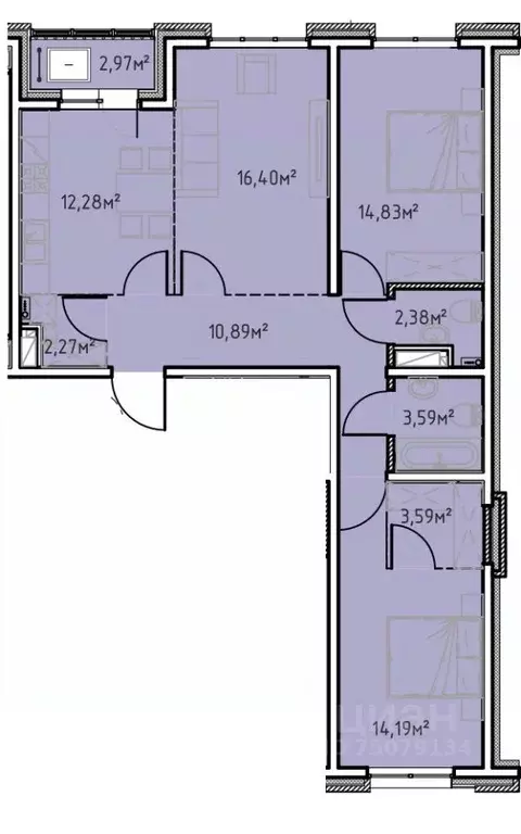 3-к кв. Иркутская область, Иркутск Иркутск-2 мкр, Зенит жилой комплекс ... - Фото 0