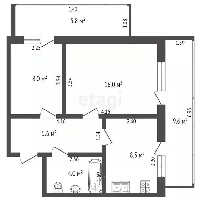 2-к кв. Самарская область, Самара ул. Луначарского, 62 (57.3 м) - Фото 1