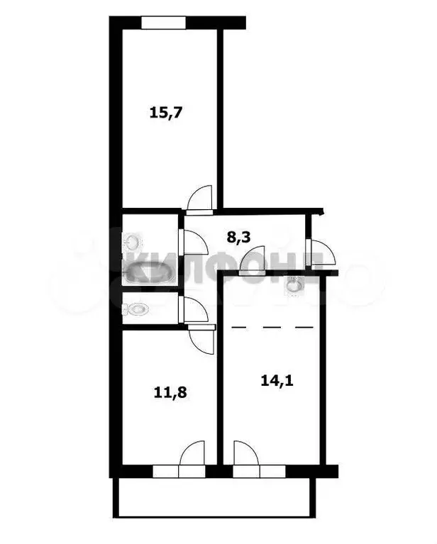 3-к. квартира, 59,1 м, 19/25 эт. - Фото 0