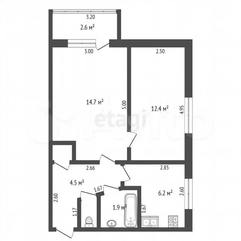 2-к. квартира, 40,9 м, 5/5 эт. - Фото 0