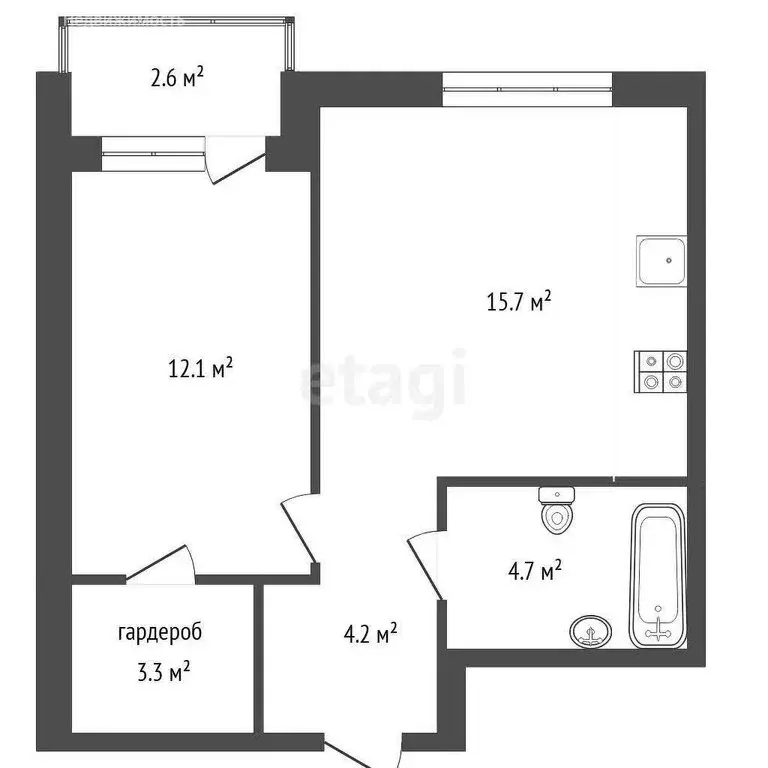 1-комнатная квартира: Тюмень, улица Республики, 204к17 (40 м) - Фото 0